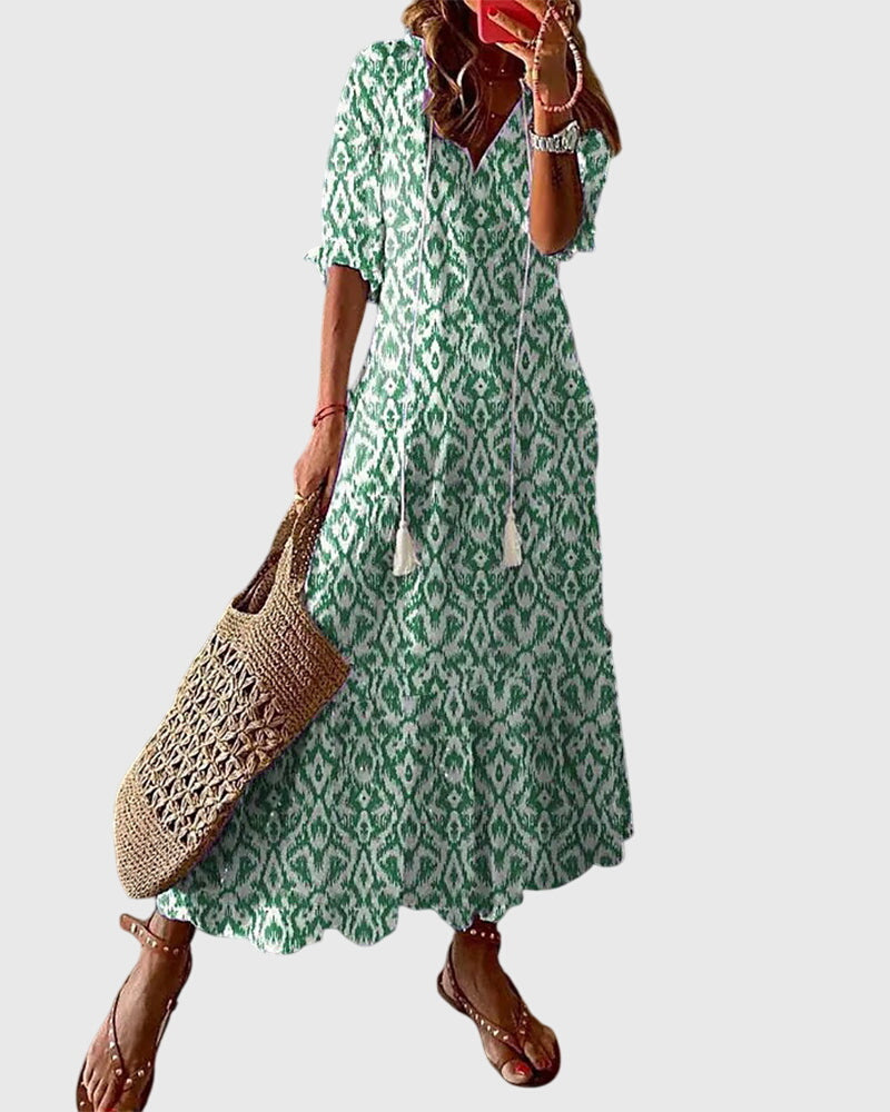 Carefree Boho Summer Dress With V-Neck 1