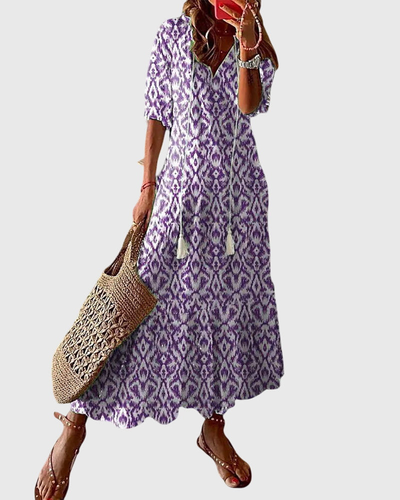 Carefree Boho Summer Dress With V-Neck 2