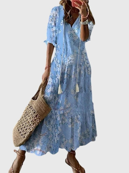 Carefree Boho Summer Dress With V-Neck 4