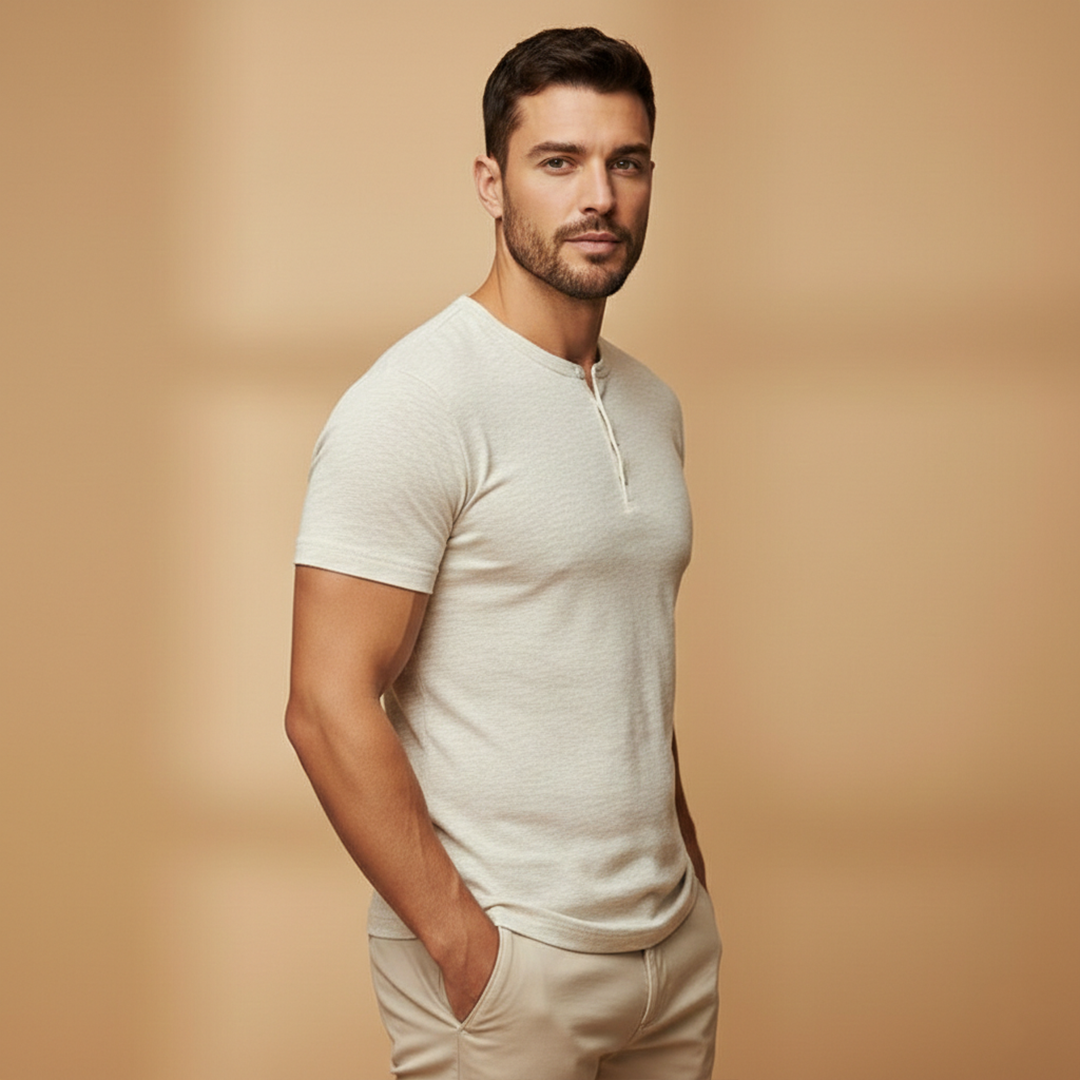 Casual Men's T-Shirt With Button Placket Fit 3