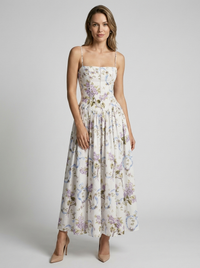Esme | Women's Floral Corset Midi Dress