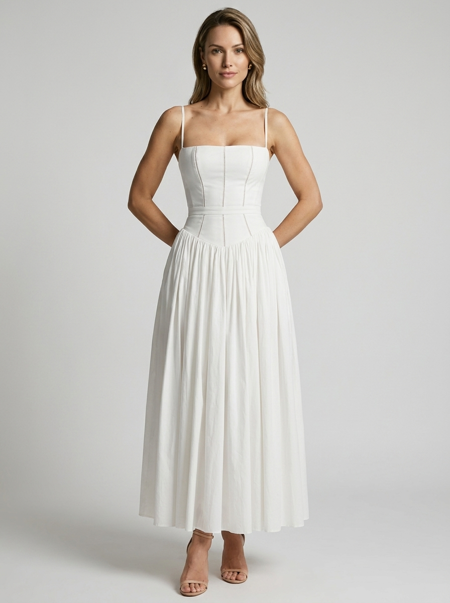 Women’s women's floral corset midi dress