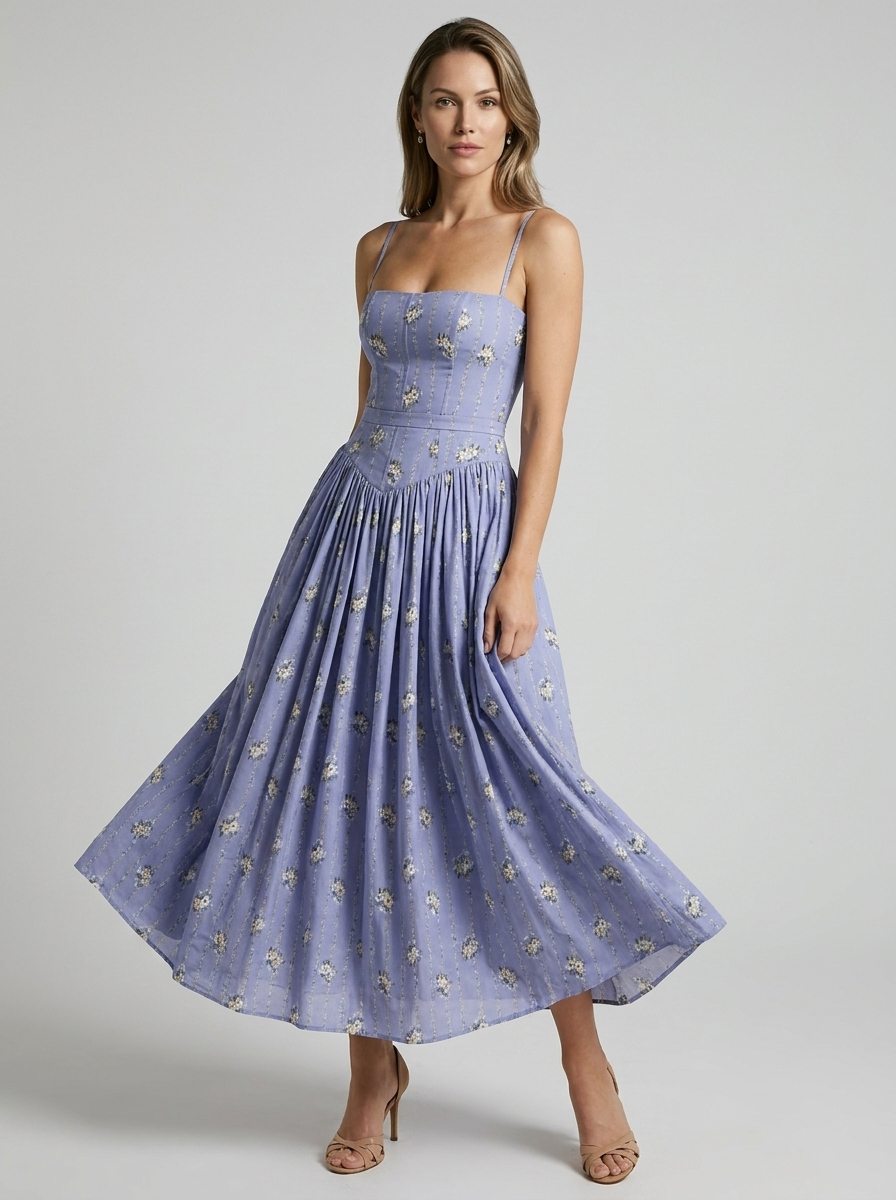 Women’s women's floral corset midi dress