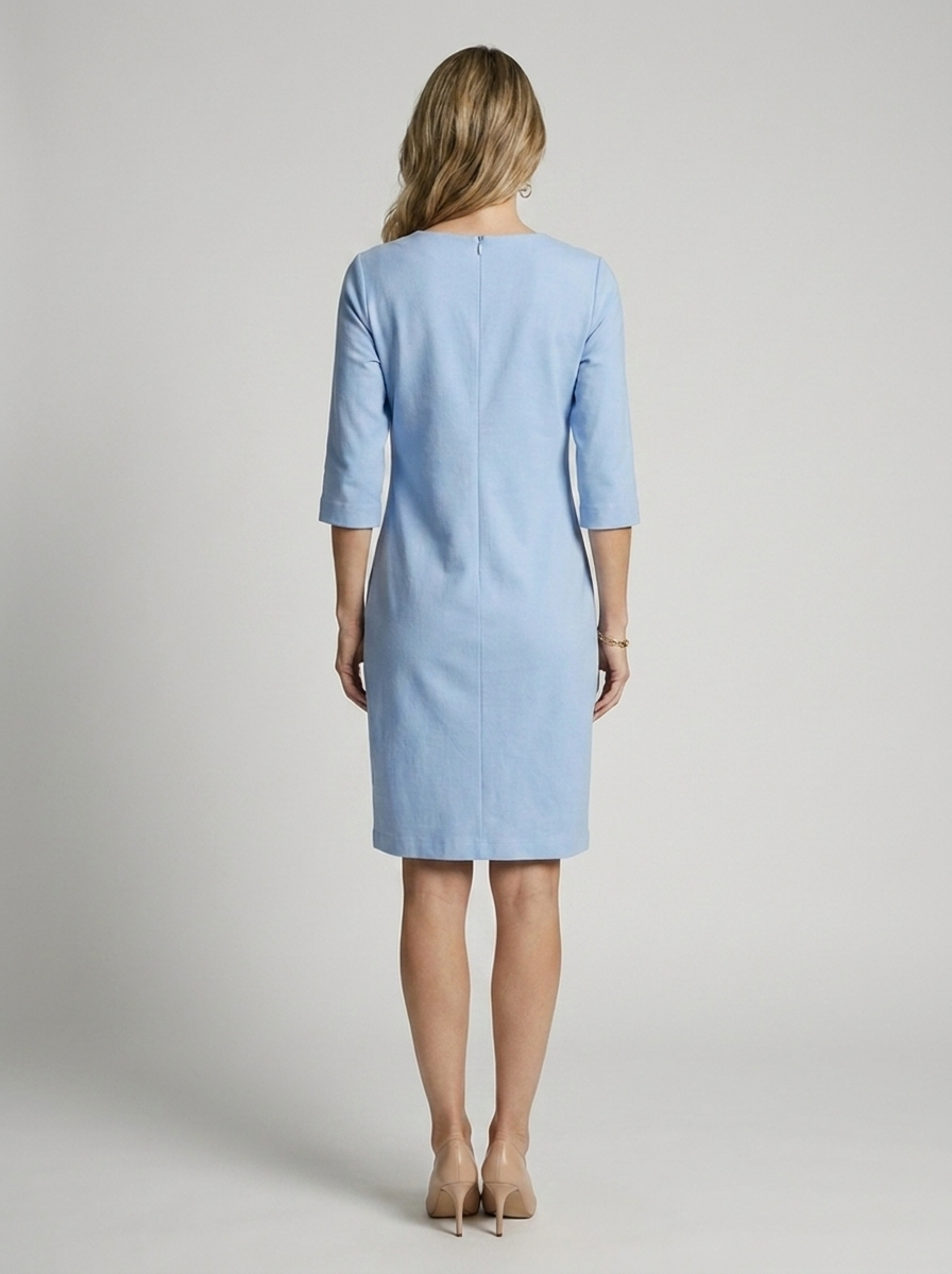 Women’s blue women's minimalist midi dress v-neck