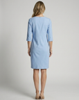 Women’s blue women's minimalist midi dress v-neck