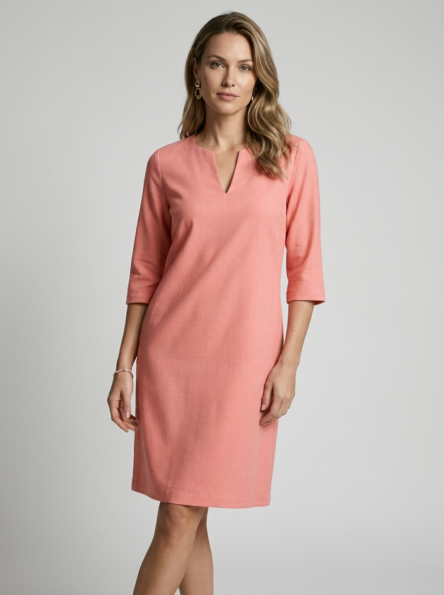 Women’s blue women's minimalist midi dress v-neck