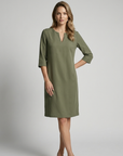 Women’s blue women's minimalist midi dress v-neck