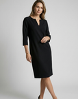 Women’s blue women's minimalist midi dress v-neck