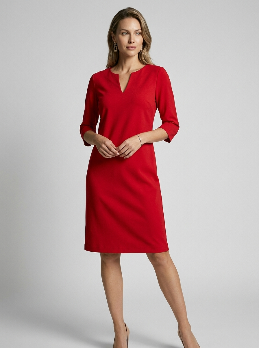 Women’s women's minimalist midi dress v-neck