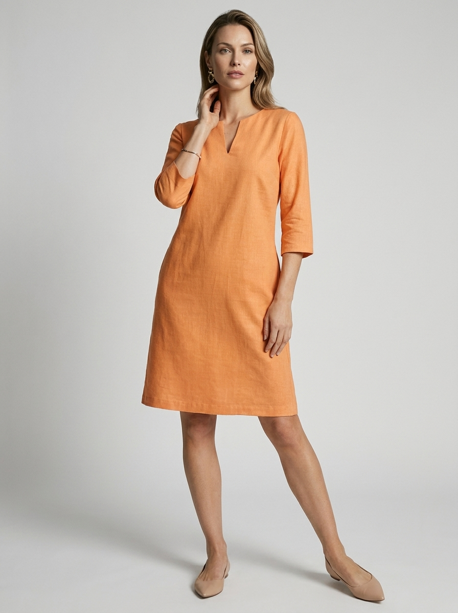 Women’s women's minimalist midi dress v-neck