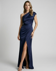 Women’s women's one-shoulder maxi dress slit