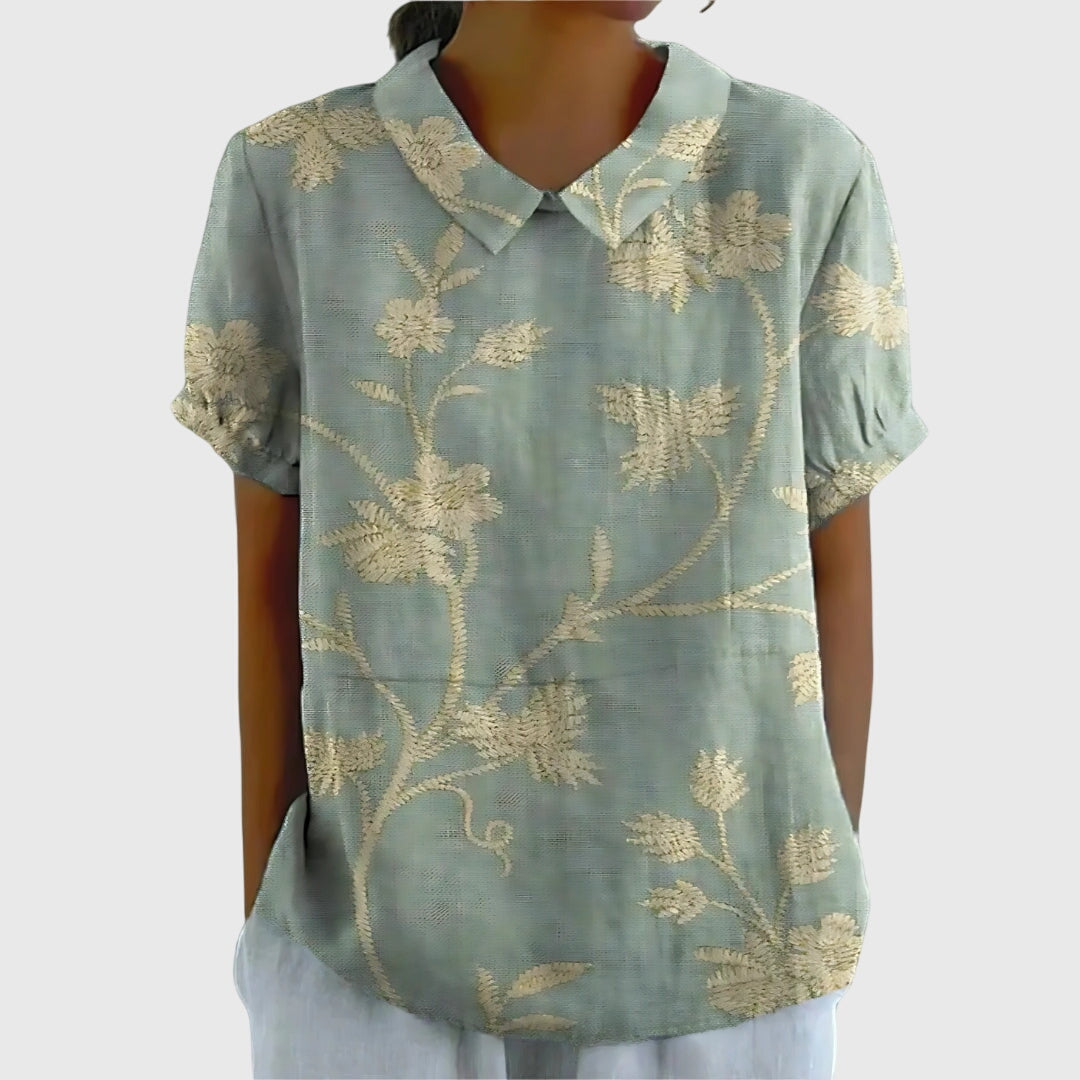 Charming Floral Blouse With Relaxed Fit Style 0