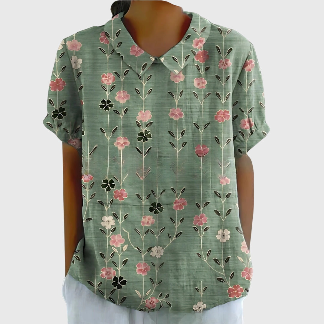 Charming Floral Blouse With Relaxed Fit Style 1