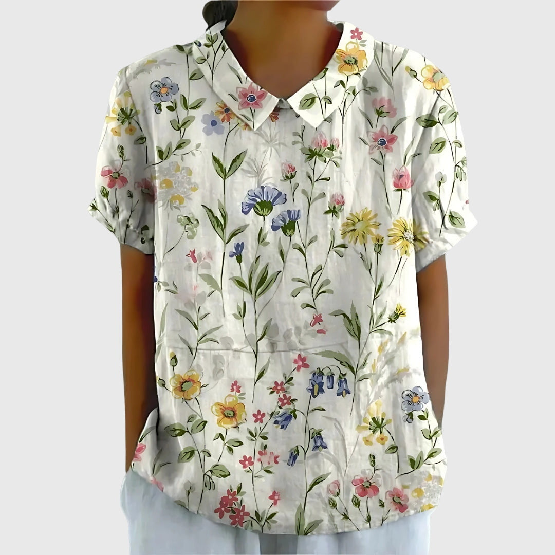 Charming Floral Blouse With Relaxed Fit Style 3