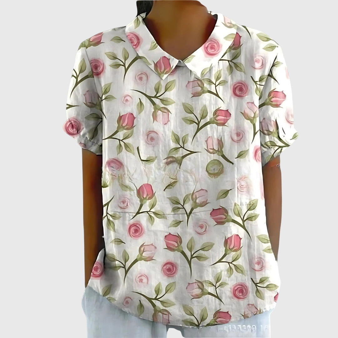 Charming Floral Blouse With Relaxed Fit Style 7