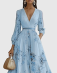 Charming Floral Maxi Dress With Long Sleeves 4