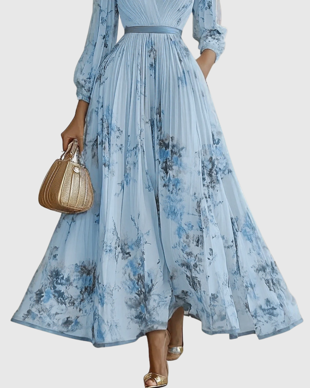 Charming Floral Maxi Dress With Long Sleeves 6