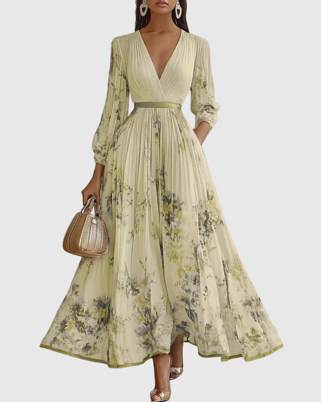 Charming Floral Maxi Dress With Long Sleeves 7