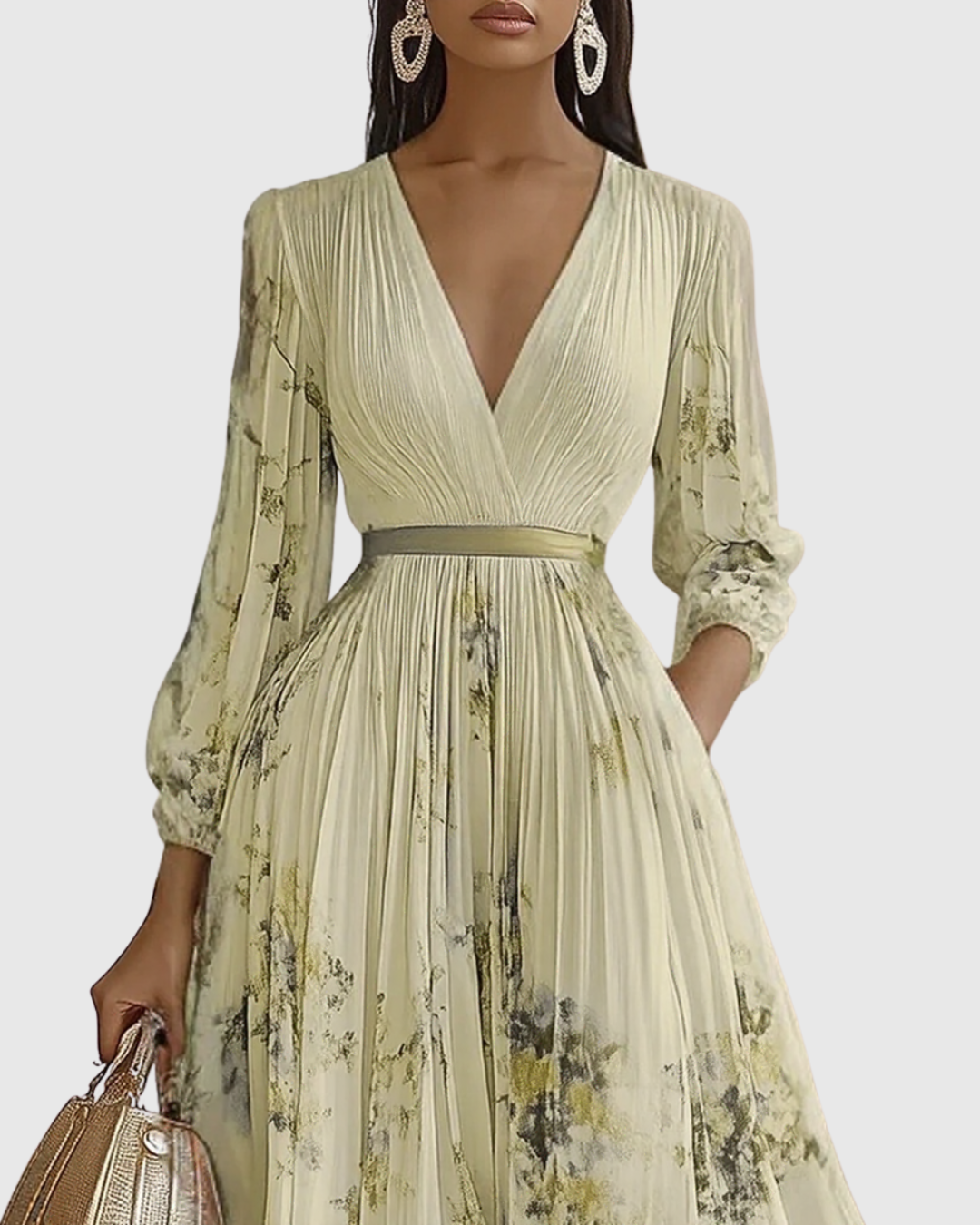 Charming Floral Maxi Dress With Long Sleeves 8
