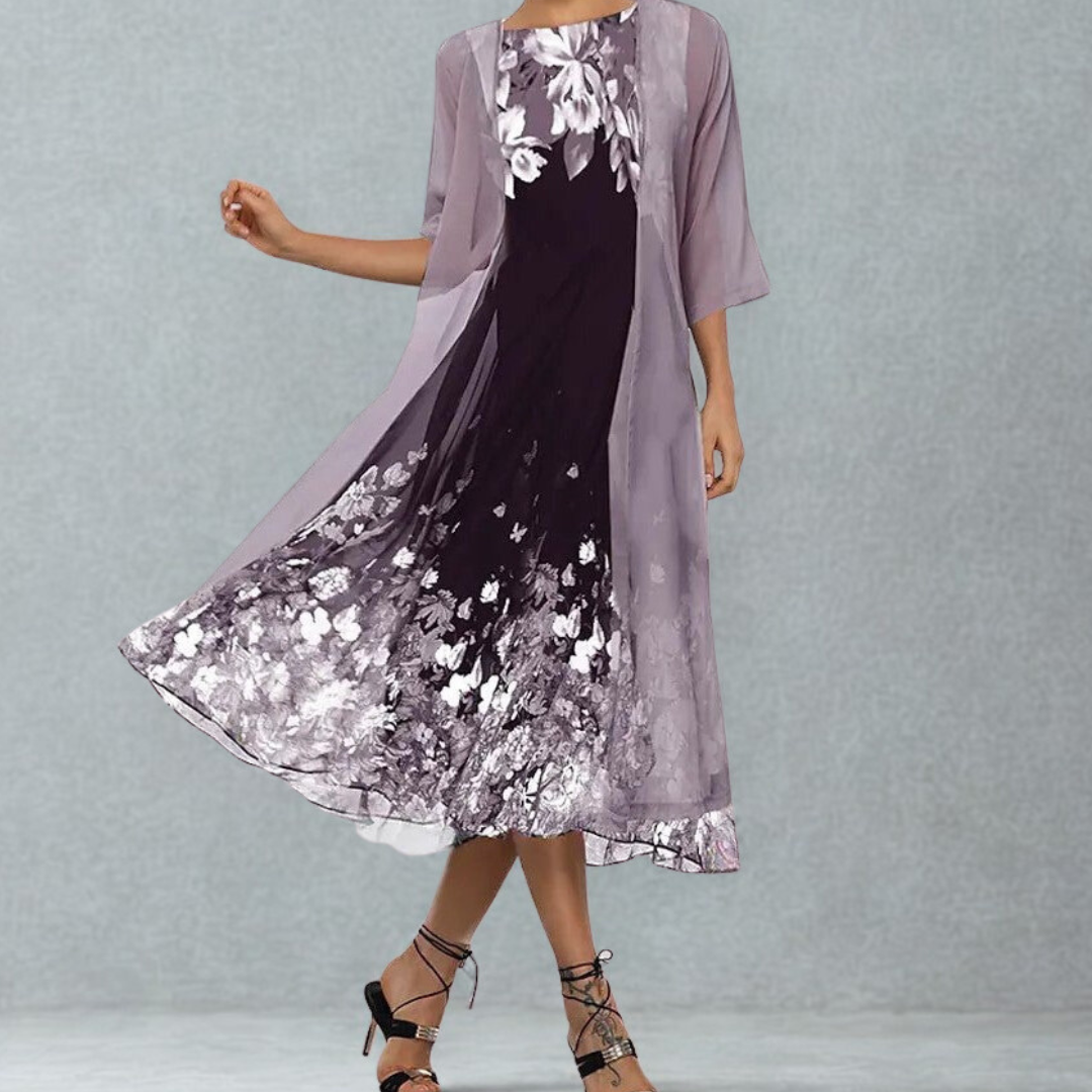 Charming Floral Midi Dress For Wedding Guests 0