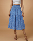 Charming Floral Midi Skirt with Flared Design 0