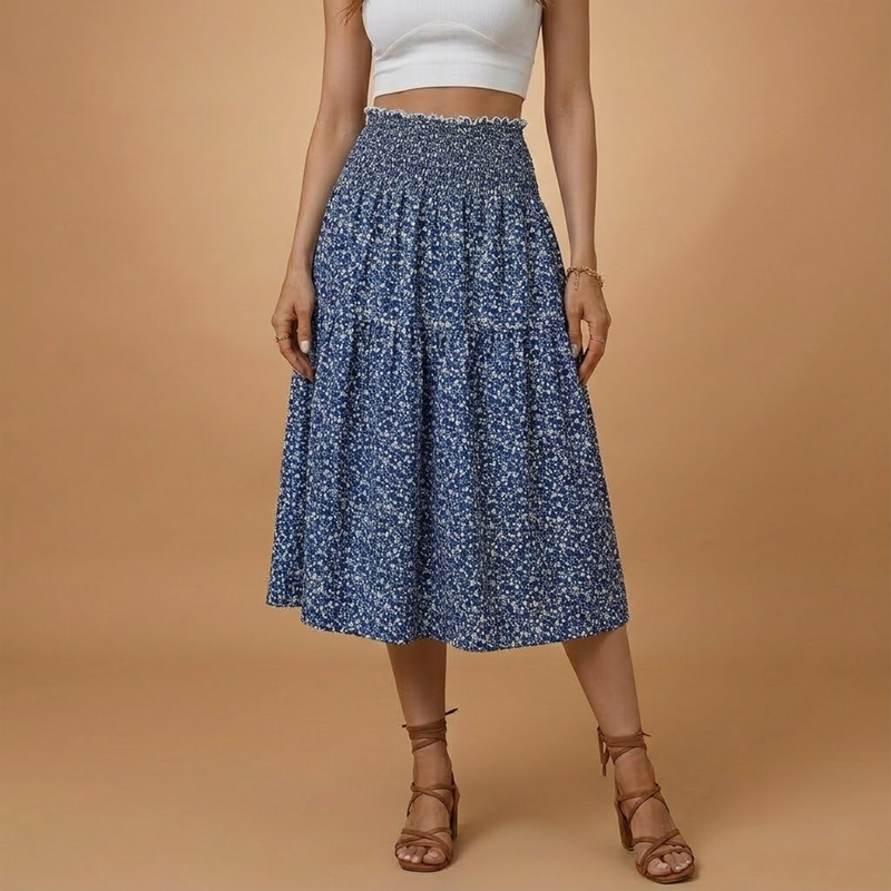 Charming Floral Midi Skirt with Flared Design 10