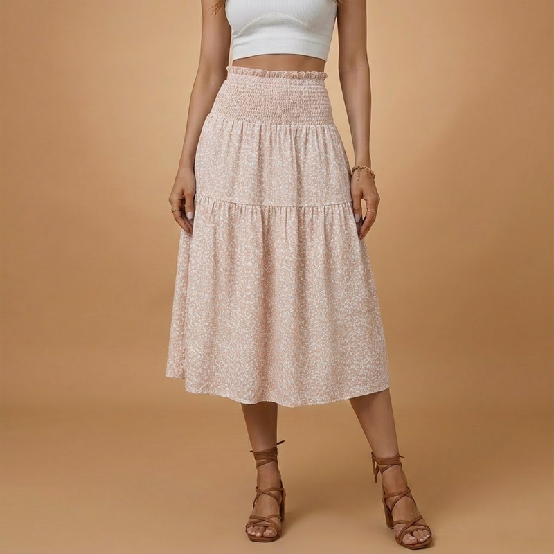Charming Floral Midi Skirt with Flared Design 11