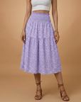 Charming Floral Midi Skirt with Flared Design 12