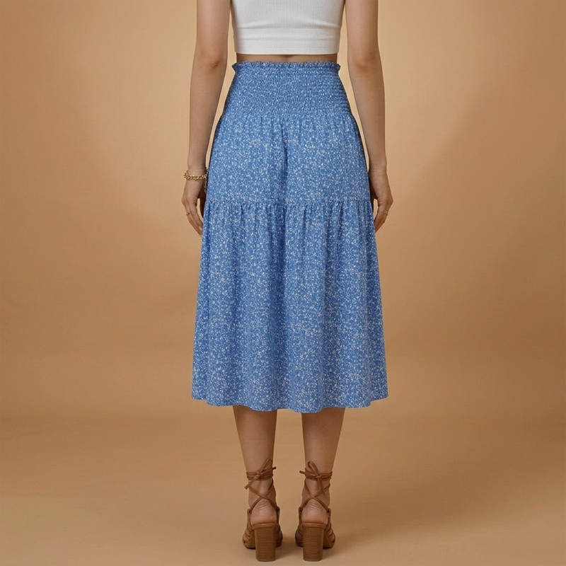 Charming Floral Midi Skirt with Flared Design 3