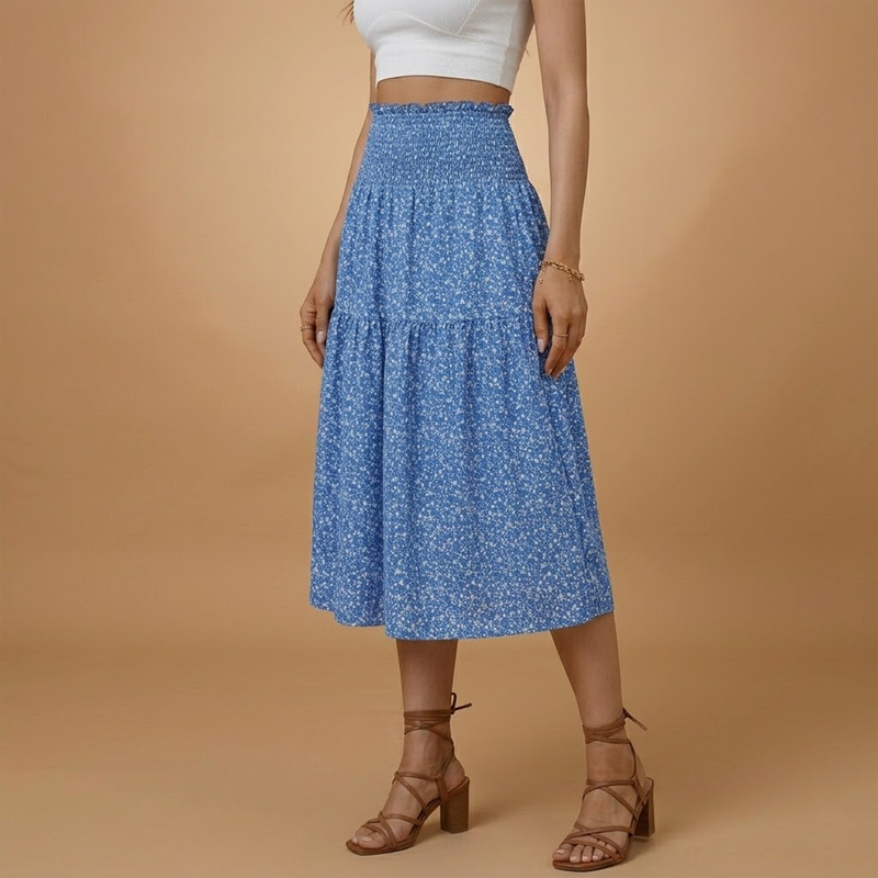 Charming Floral Midi Skirt with Flared Design 4