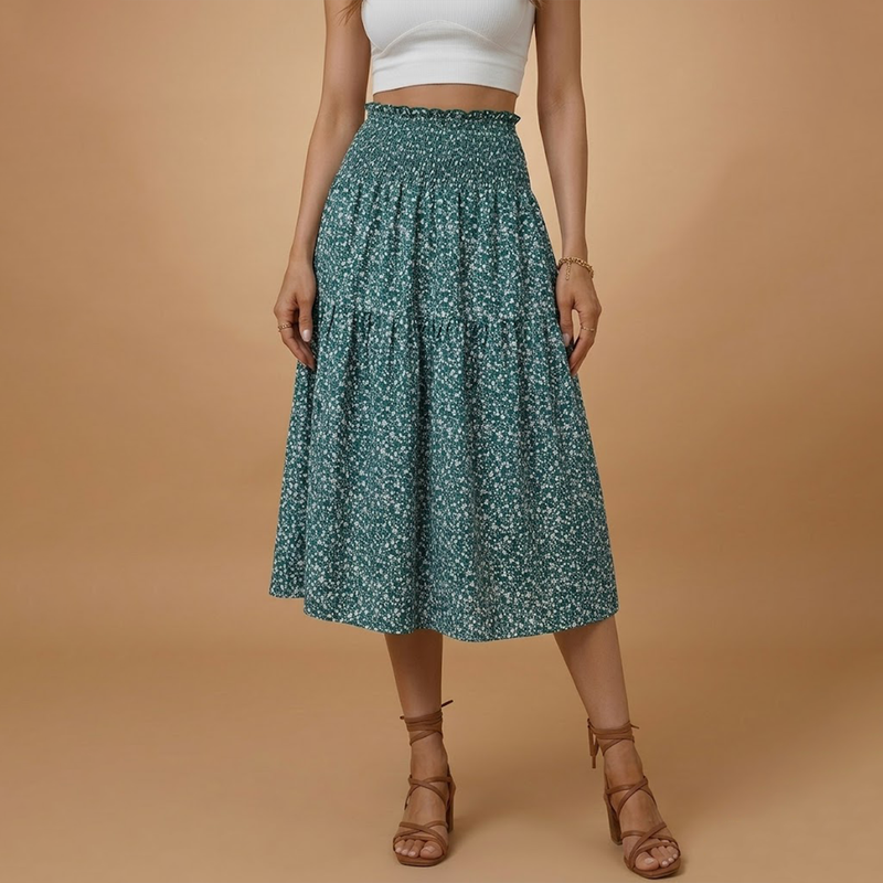Charming Floral Midi Skirt with Flared Design 7