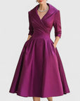 Charming Midi Dress With Flared Skirt & V-Neck 3