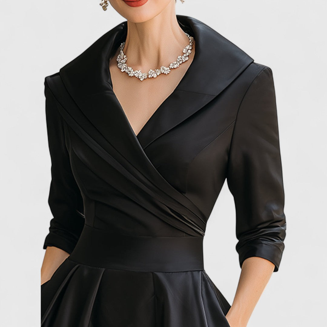 Charming Midi Dress With Flared Skirt &amp; V-Neck 5