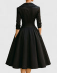 Charming Midi Dress With Flared Skirt & V-Neck 7