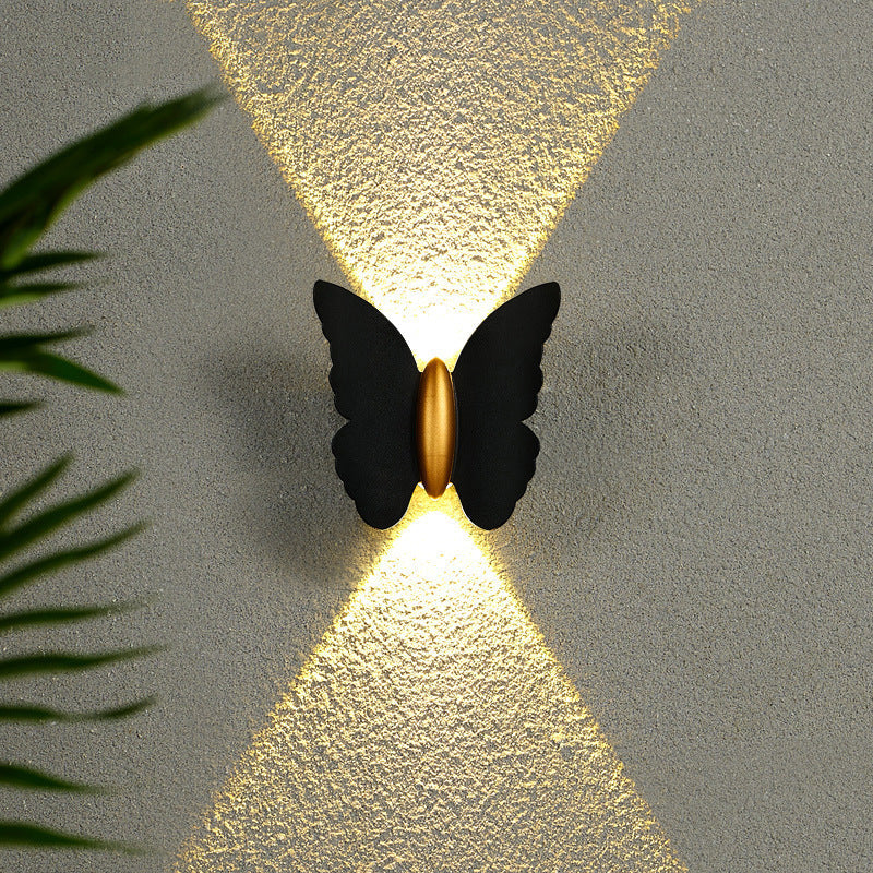 Charming Outdoor Wall Light for Unisex Aluminum Warm White Butterfly Design 0