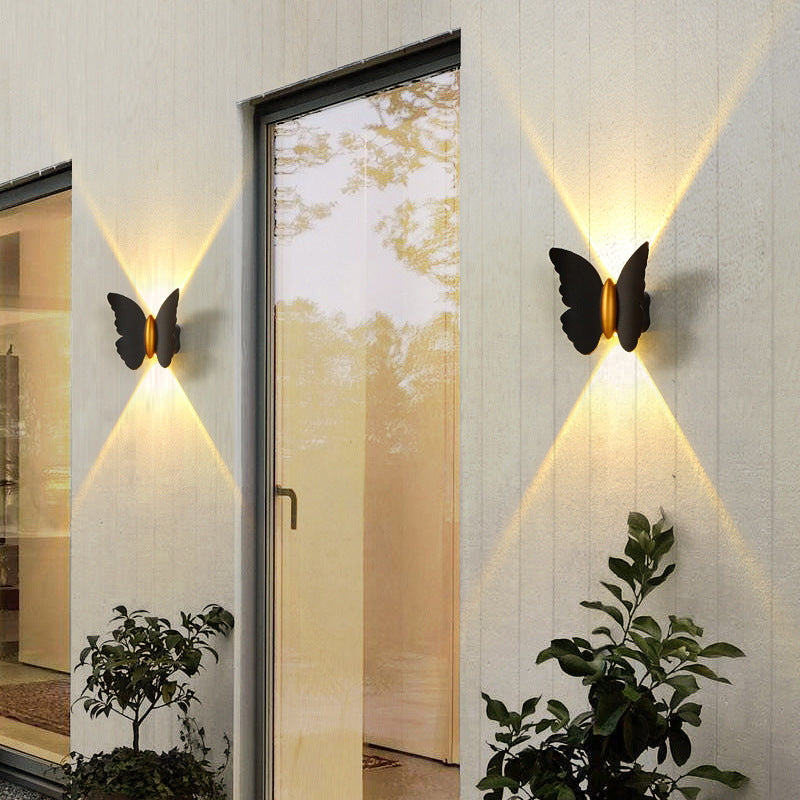 Charming Outdoor Wall Light for Unisex Aluminum Warm White Butterfly Design 3