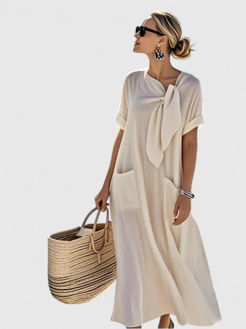 Charming Summer Dress With Chic Neck Tie 2