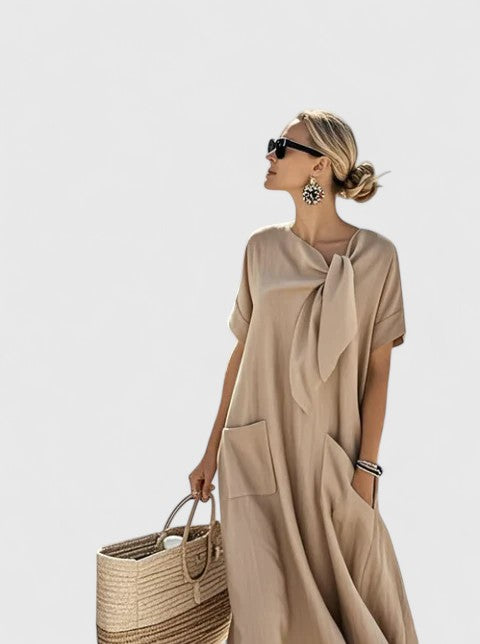 Charming Summer Dress With Chic Neck Tie 3