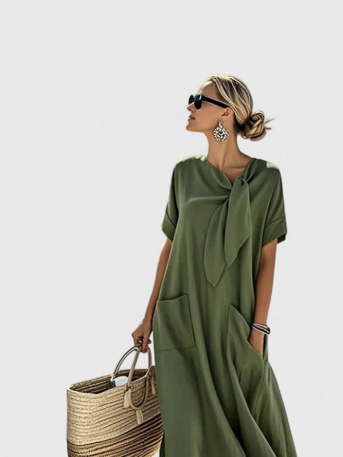 Charming Summer Dress With Chic Neck Tie 4