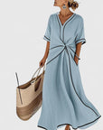 Charming Summer Dress With Vertical Stripes 0