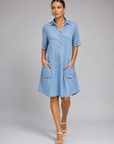 Flowy Denim Dress Women With Relaxed Fit And Pockets