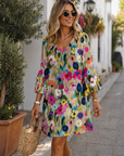 Feminine Floral Womens Dress With V-Neckline