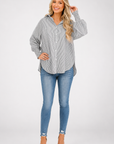 Blouse Striped Long Sleeve Relaxed Fit