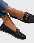 Chic Black Loafers for Women with Chain Detail 1