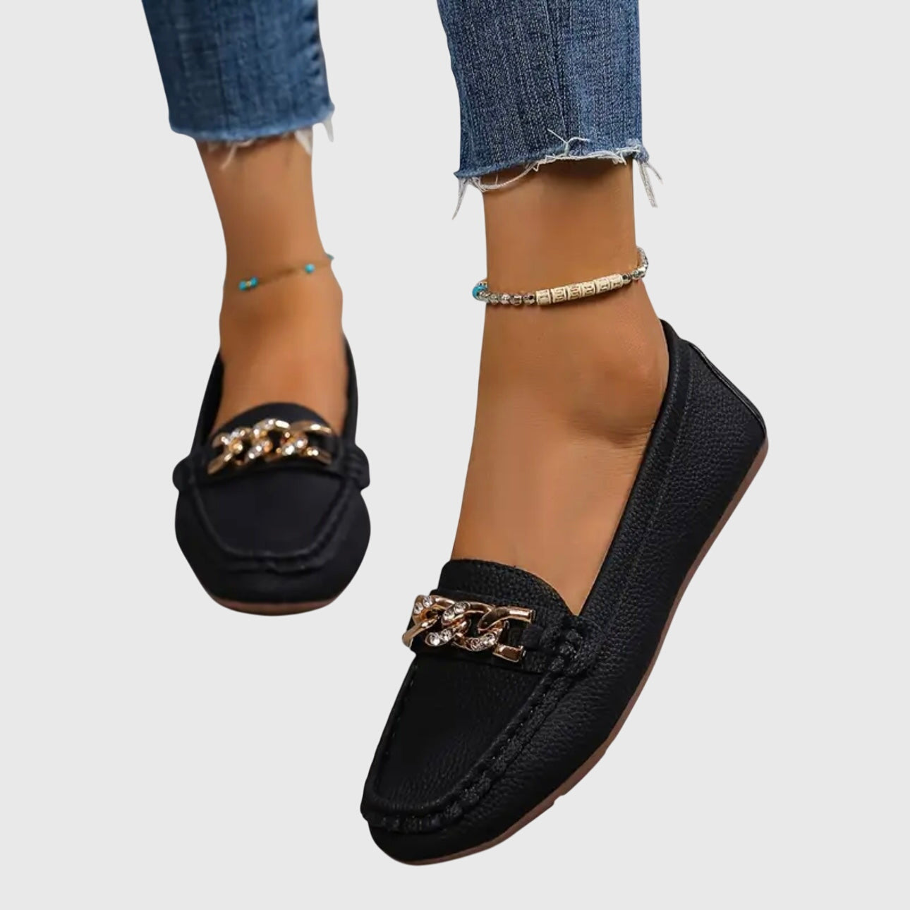 Chic Black Loafers for Women with Chain Detail 9