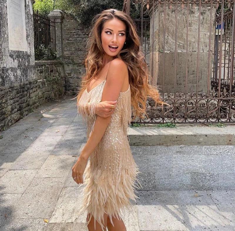 Chic Cocktail Dress With Fringe Details For Parties 7