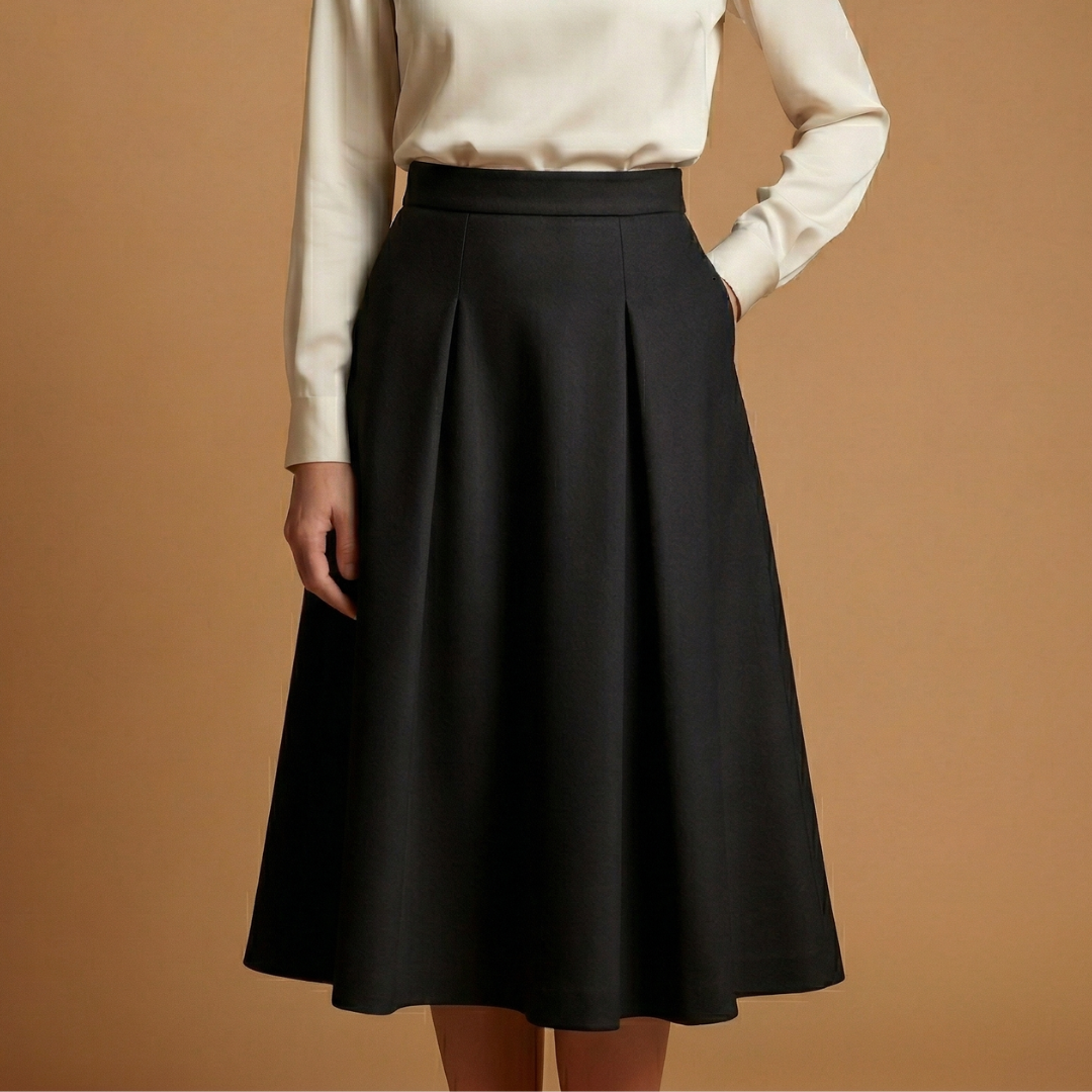 Chic High-Waisted Midi Skirt With Pockets 5