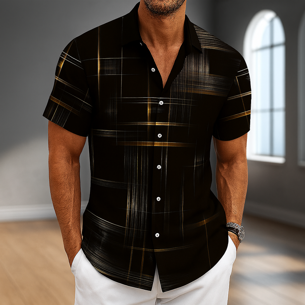 Chic Men's Shirt With Tailored Fit And Grid Pattern 0