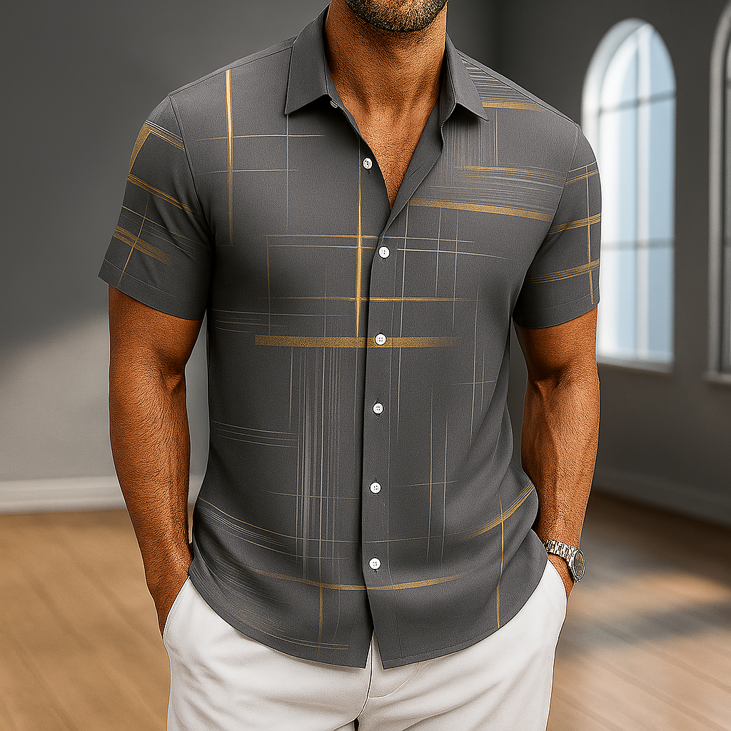 Chic Men's Shirt With Tailored Fit And Grid Pattern 2