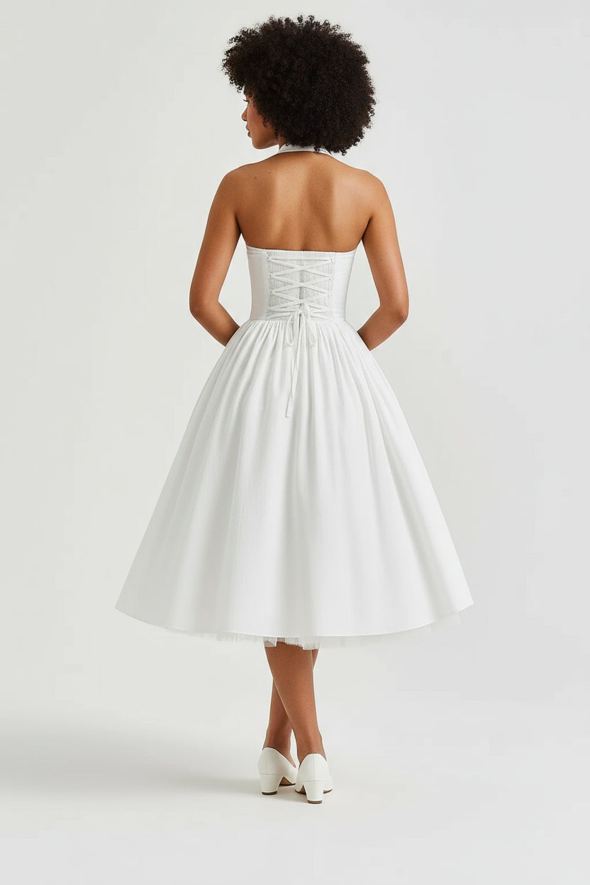 Chic Midi Dress With Halter Neck Detail 1